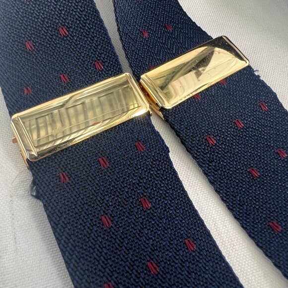Pelican USA Men's Adjustable Navy Blue Elastic Suspenders Polka Dot Brass Clips - Picture 8 of 14